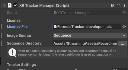 License in XRTrackerManager